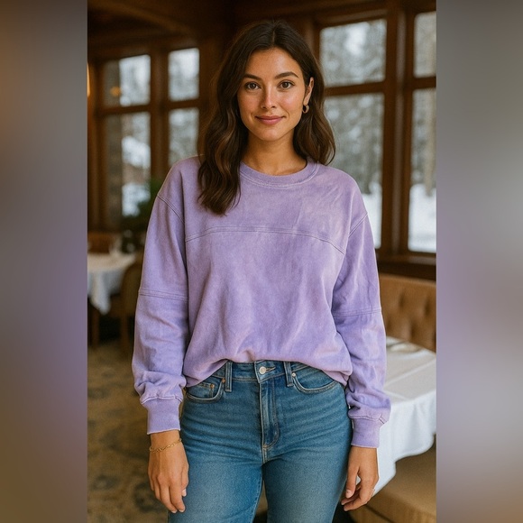 Wild Fable Oversized Sweatshirt Pullover Washed Lilac Normcore Minimalist Scandi - Picture 1 of 7